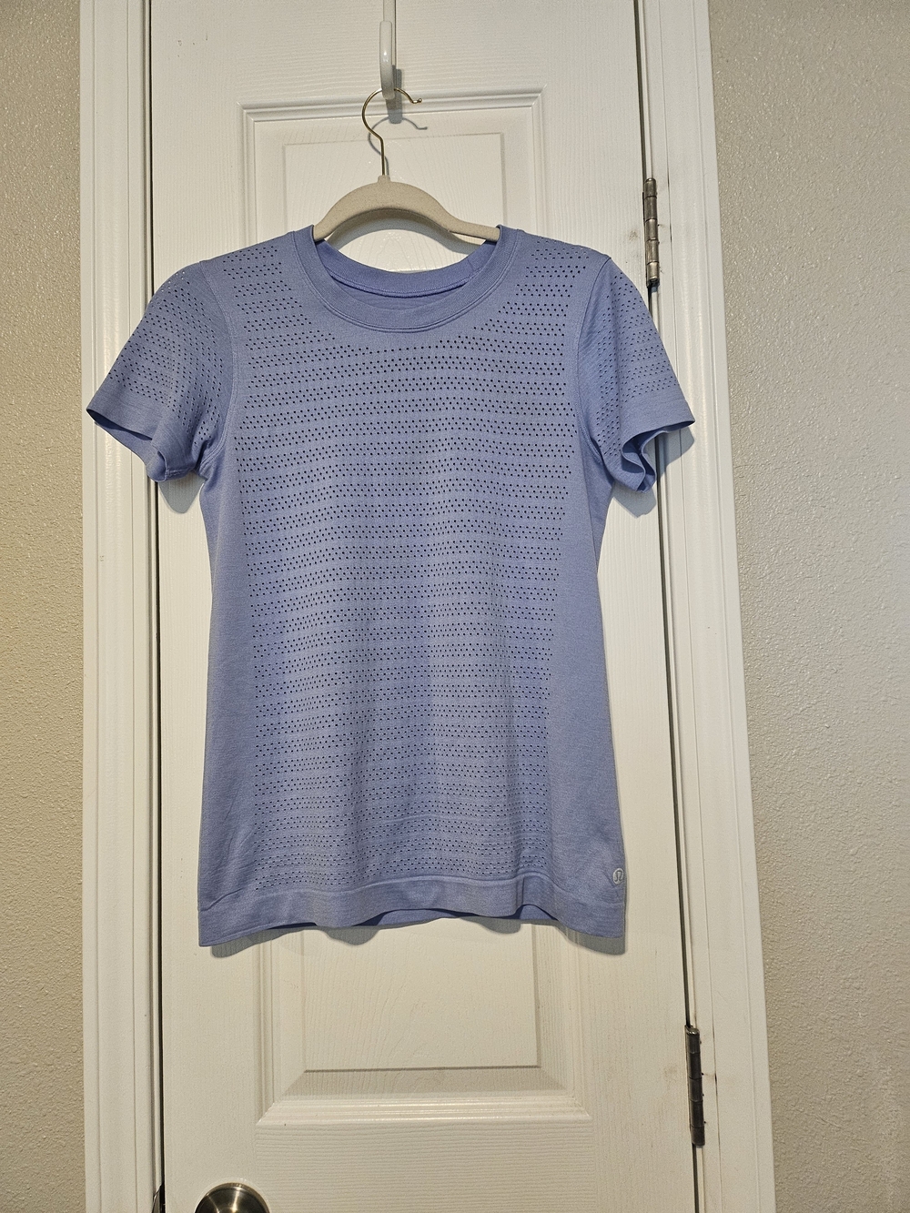 Light Perforated Short Sleeve Tee in Lavender Blue